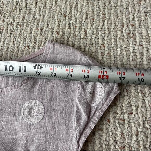 Embroidered Italian Linen Shift Dress - Picture 5 of 9